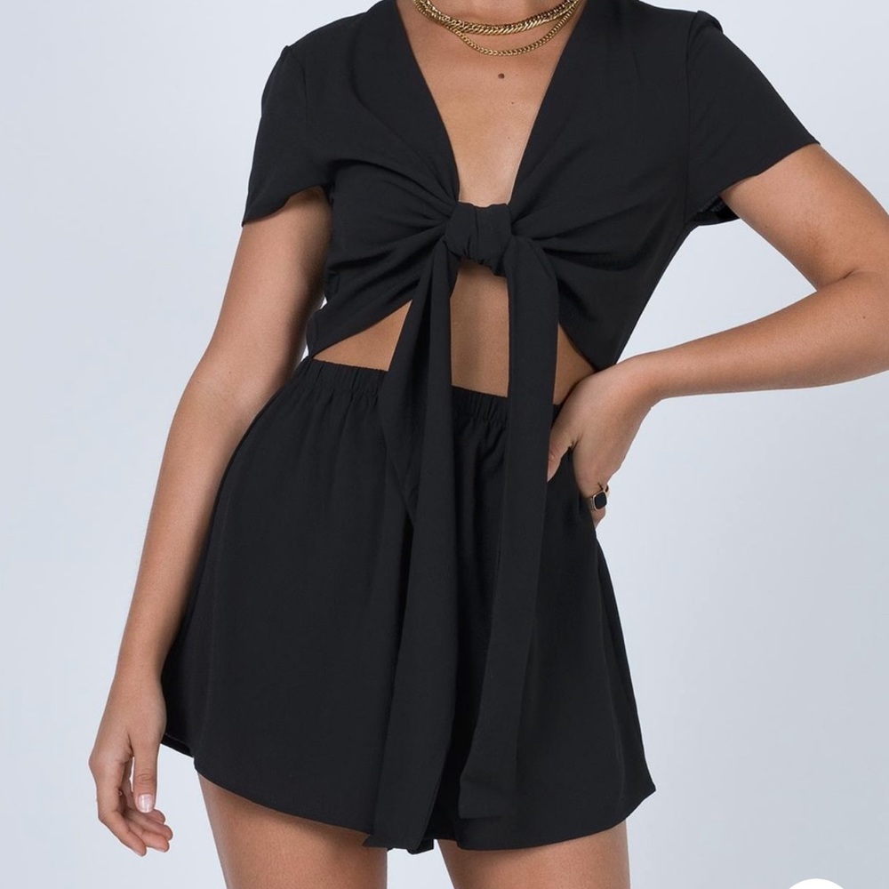 Blacker tie front romper